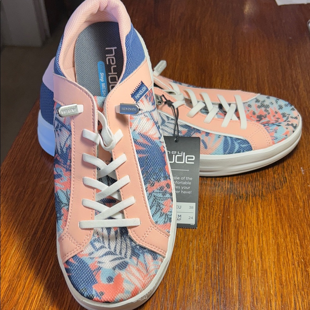 NWT Hey Dude Womens Karina Breeze Island Blue/Coral Lightweight Casual Shoe Sz 7